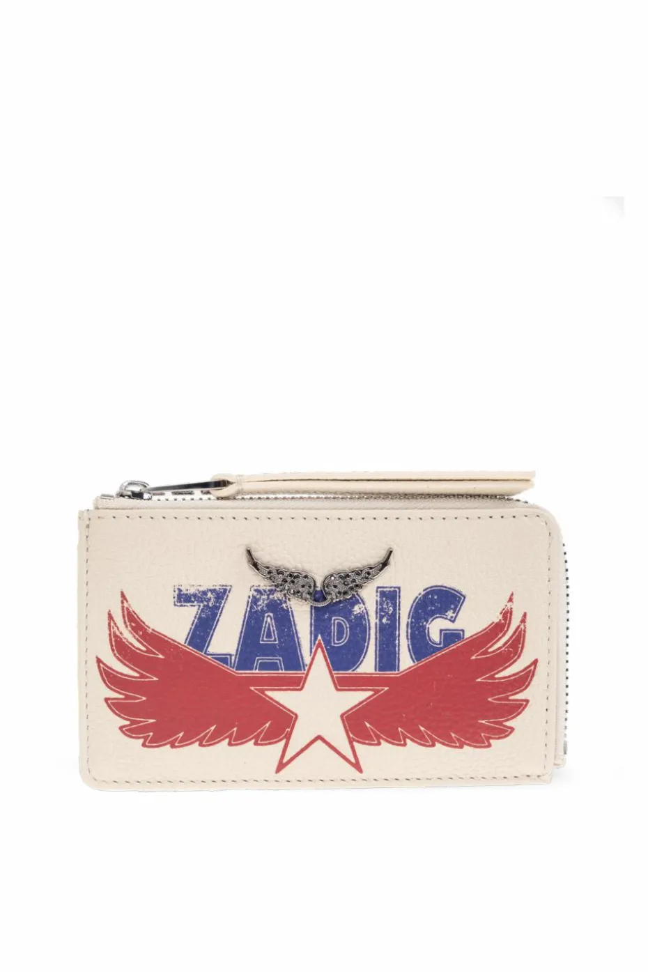 Zadig & Voltaire kremowy Etui na karty z nadrukiem