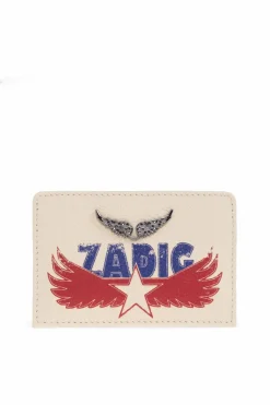 Zadig & Voltaire kremowy Etui na karty z nadrukiem