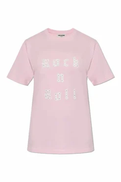 Zadig & Voltaire RÓŻOWY T-shirt `Edwin`