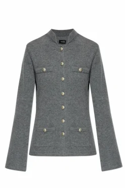 Zadig & Voltaire SZARY Wełniany kardigan